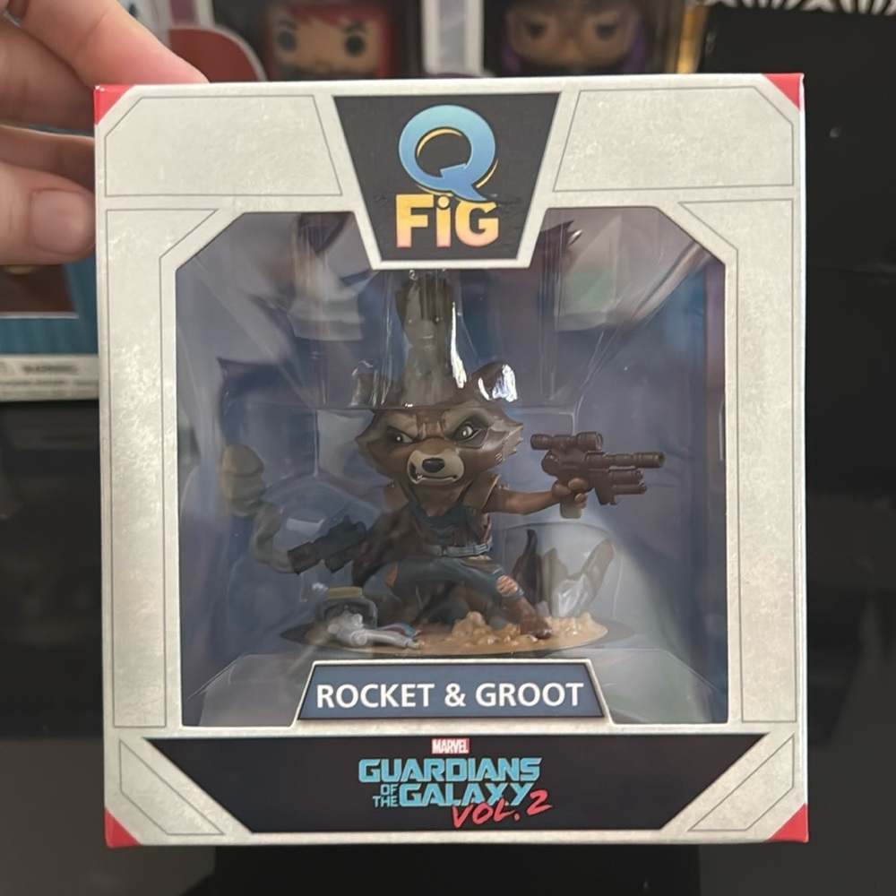 NIB QFig 2016 Rocket & Groot Guardians of the Galaxy Vol 2 Vinyl Figure NRFB